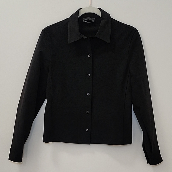 Prada Classic Black Women's Button-Up Shirt Sz 40/ Large - Picture 2 of 16